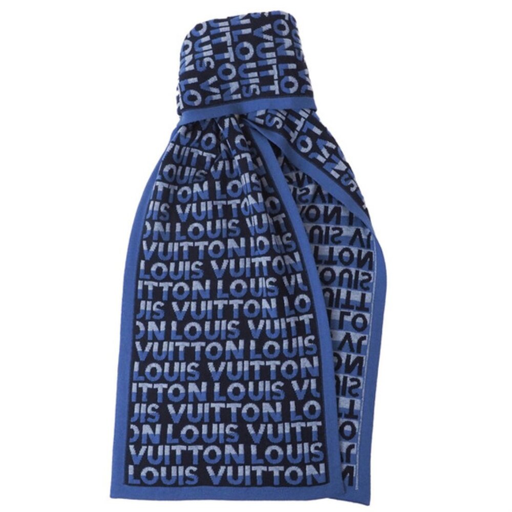 Louis Vuitton Echarpe LV Split Scarf Blue Navy Men's 100% Wool Women's Men’s Box